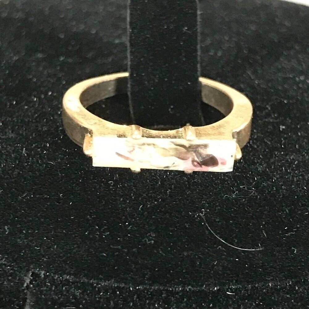Gold Toned Rectangular Stone Ring Size 7